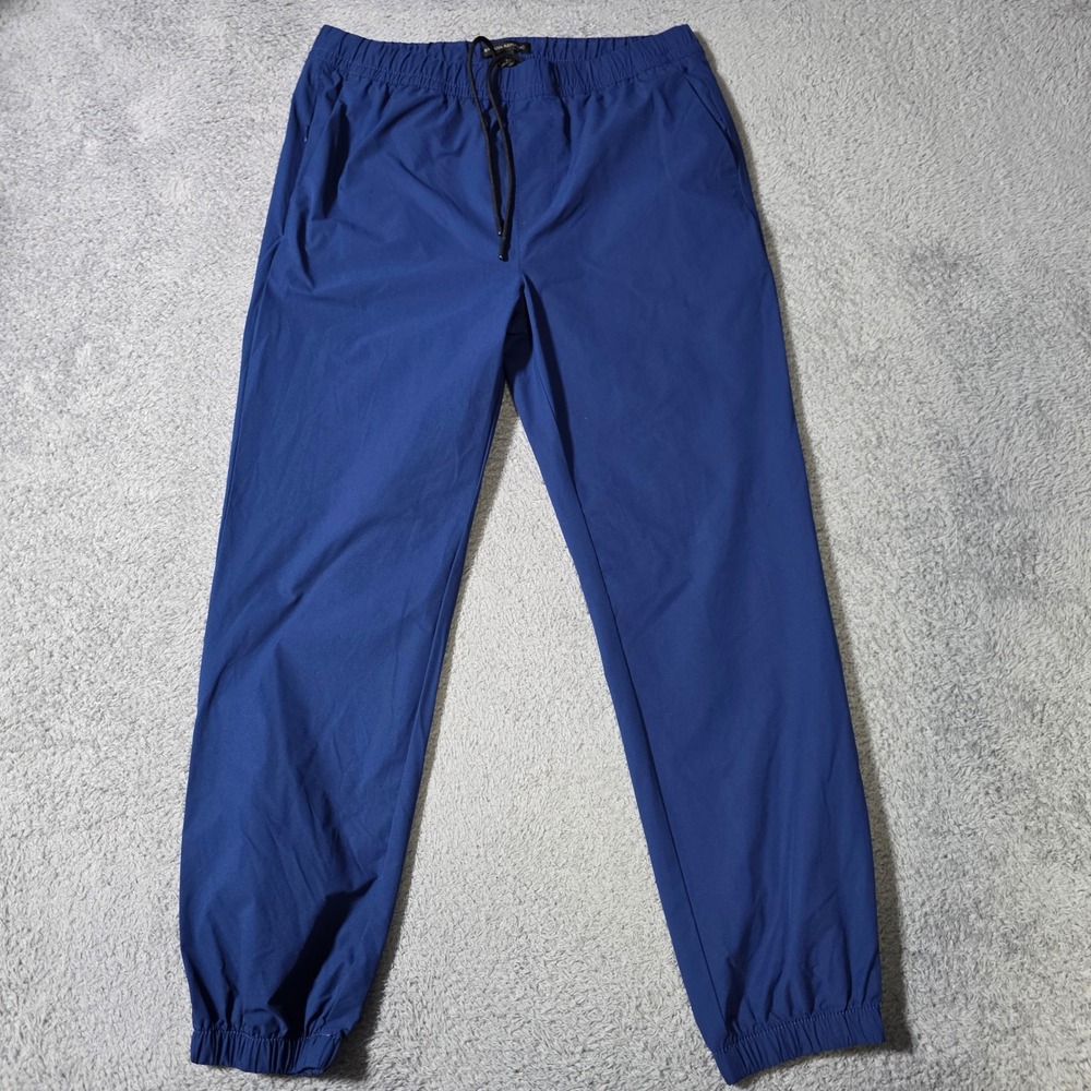 Banana Republic Mens S Jogger Pants Blue Elastic Waist Tech Fabric Drawstring